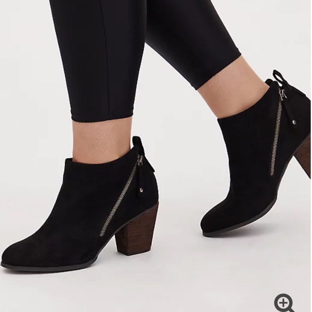 Torrid Black Faux Suede Double Zip Bootie (WW)